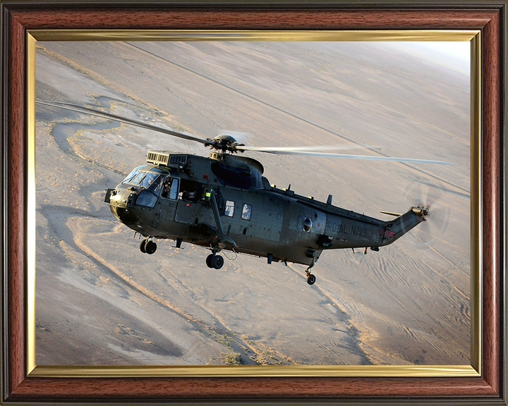 Sea King Mk4 Helicopter Helmand Province 2011 Photo Print - Royal Navy Aircraft Posters, Prints, & Visual Artwork Hampshire Prints 10 x 8 Classic Frame No
