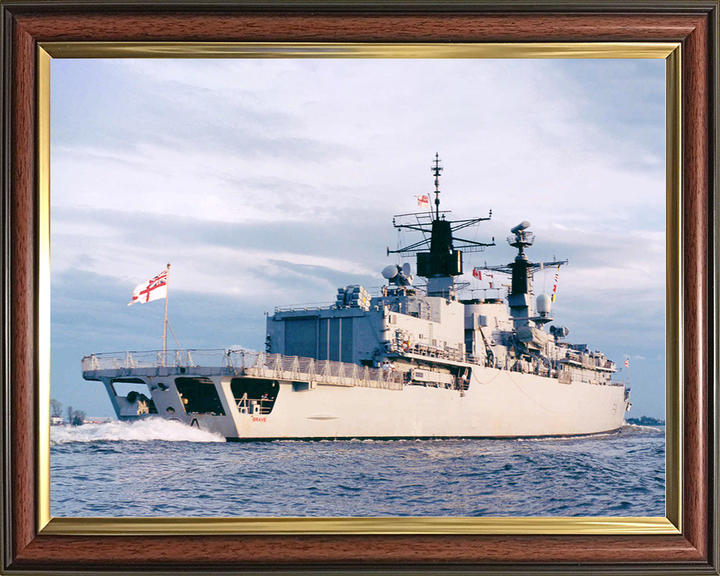 HMS Brave (F94) Royal Navy Type 22 Frigate Low Starboard Quarter View Photo Print Wall Art Decor Posters, Prints, & Visual Artwork Hampshire Prints 10 x 8 Classic Frame No