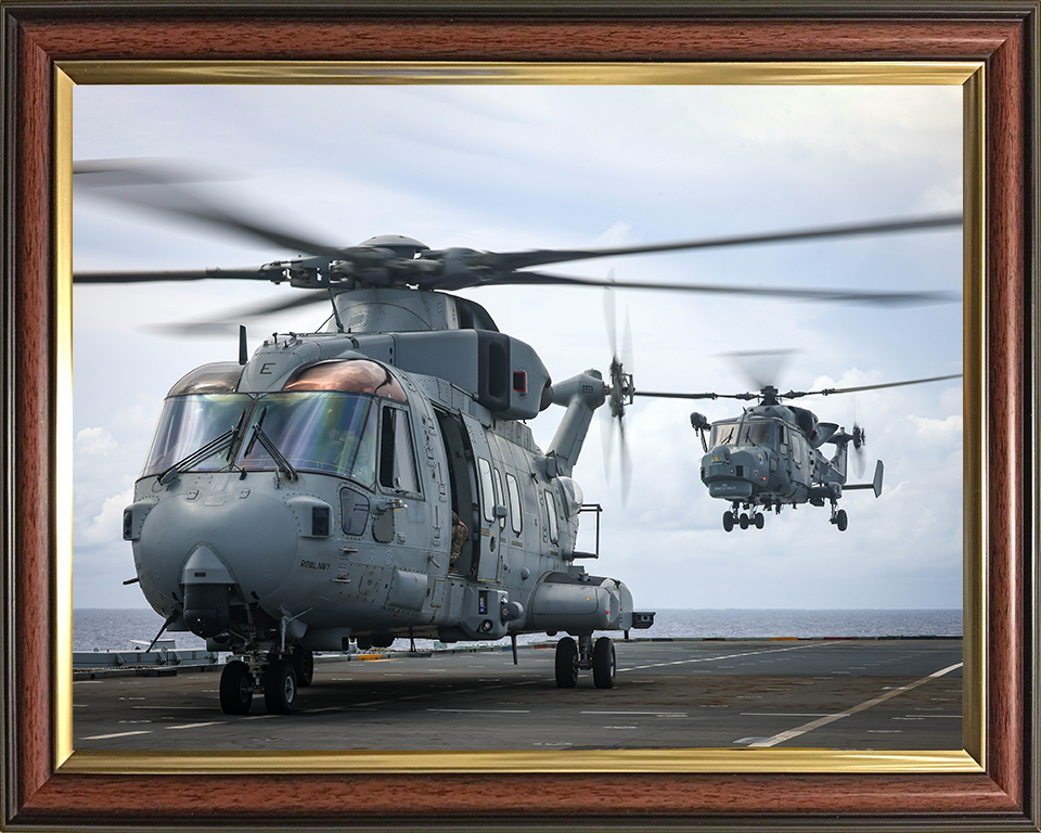 Merlin and Wildcat Helicopter From HMS Prince of Wales Photo Print - Royal Navy Aircraft Hampshire Prints 10 x 8 Classic Frame No