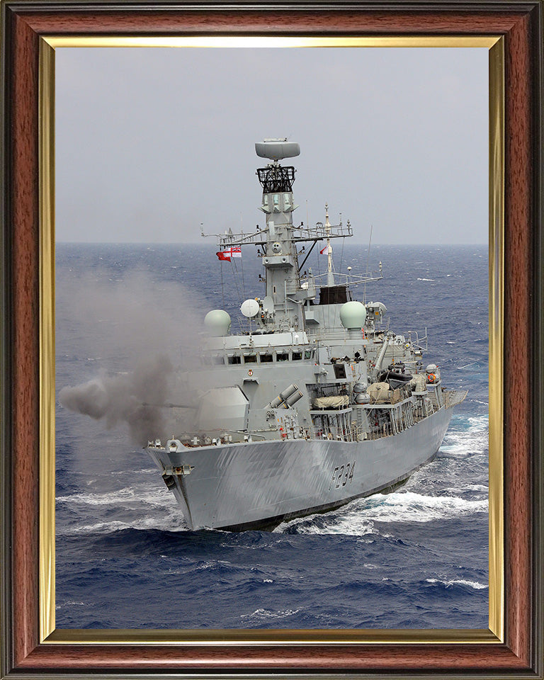 HMS Iron Duke (F234) Photo Print - Fires 4.5 Inch Gun - Royal Navy Type 23 Frigate Hampshire Prints 10 x 8 Classic Frame No