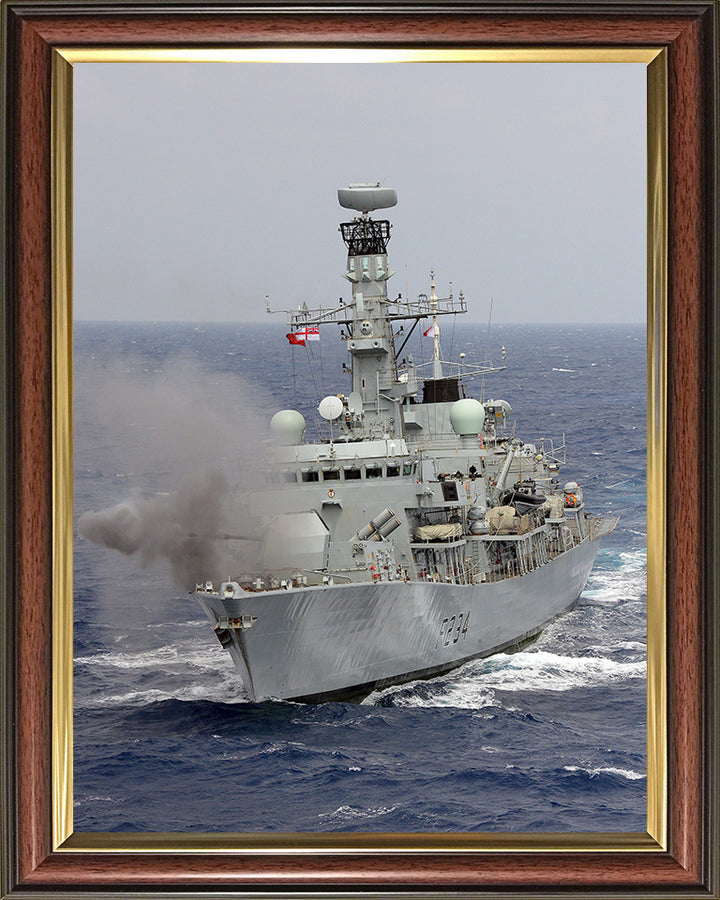 HMS Iron Duke (F234) Photo Print - Fires 4.5 Inch Gun - Royal Navy Type 23 Frigate Hampshire Prints 10 x 8 Classic Frame No