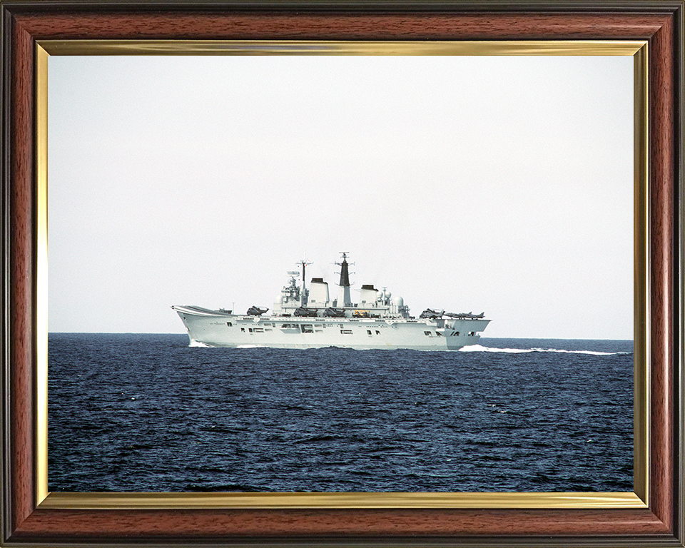 HMS Ark Royal (R07) Photo Print - At Sea 1986 - Royal Navy Invincible Class Aircraft Carrier Hampshire Prints 10 x 8 Classic Frame No