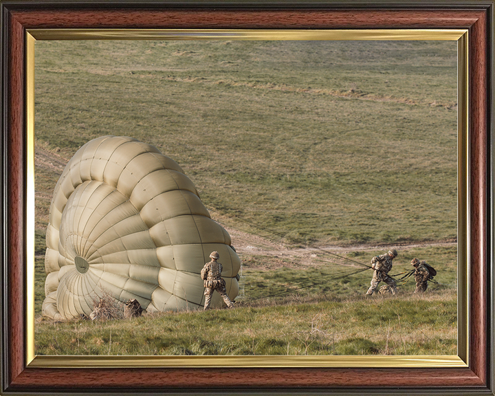 British Army Paratroopers Recover Their Canopies Photo Print Wall Art Military Decor Poster Posters, Prints, & Visual Artwork Hampshire Prints 10 x 8 Classic Frame No