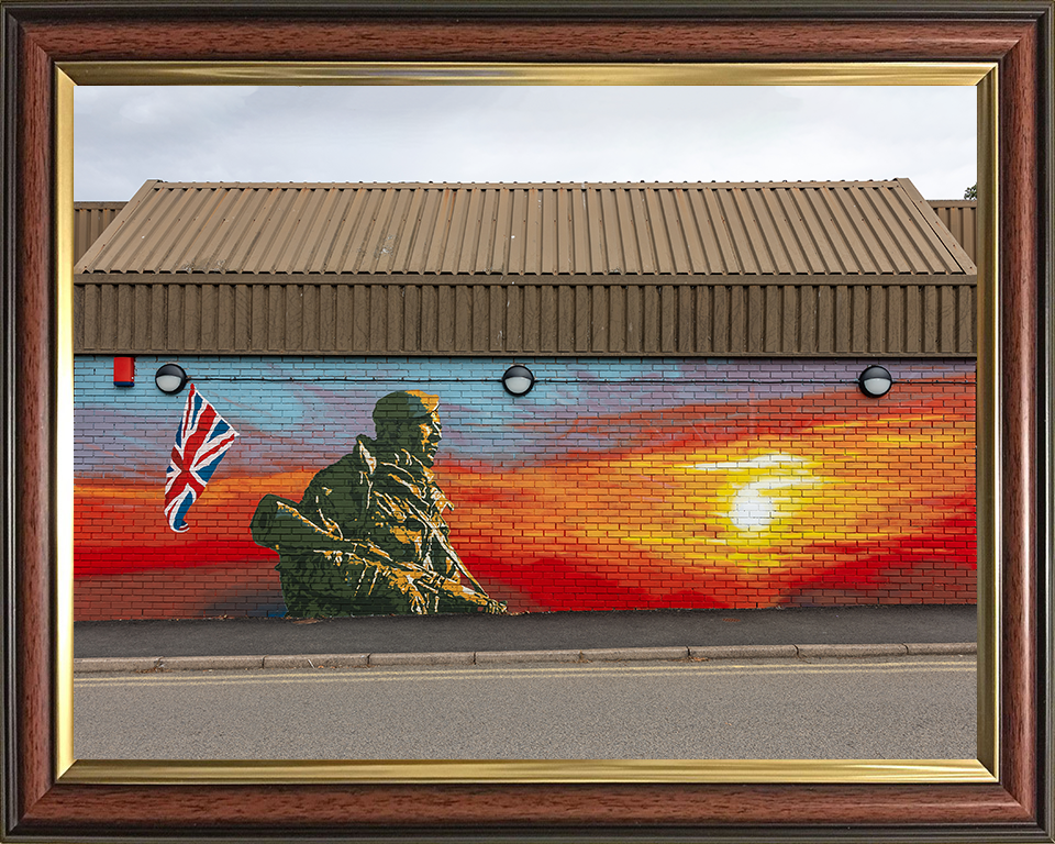 Royal Marines Commando Falklands Yomper Mural Photo Print - CTCRM Lympstone Hampshire Prints 10 x 8 Classic Frame No