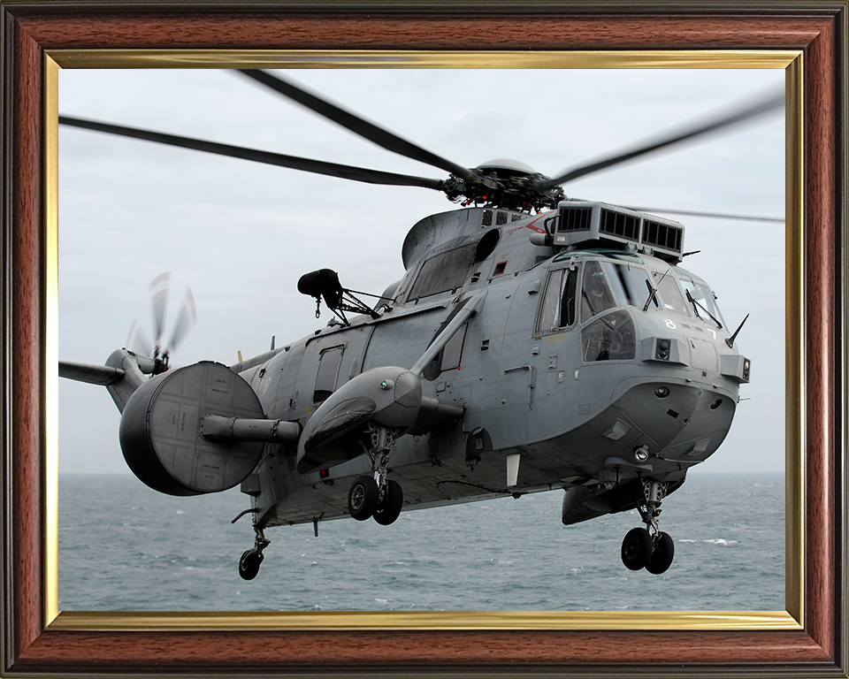 Sea King AEW 2 Helicopter in Flight 2007 Photo Print - Royal Navy Aircraft Posters, Prints, & Visual Artwork Hampshire Prints 10 x 8 Classic Frame No