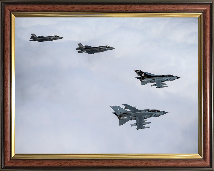 Two RAF Tornado GR4’s with US F35-B’s Photo Print - Royal Air Force Aircraft Hampshire Prints 10 x 8 Classic Frame No