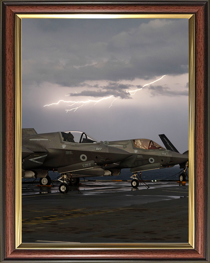 Lightning strike over RAF F-35B Jets Royal Air Force Aircraft Photo Print Wall Art Aviation Decor UK Posters, Prints, & Visual Artwork Hampshire Prints 10 x 8 Classic Frame No