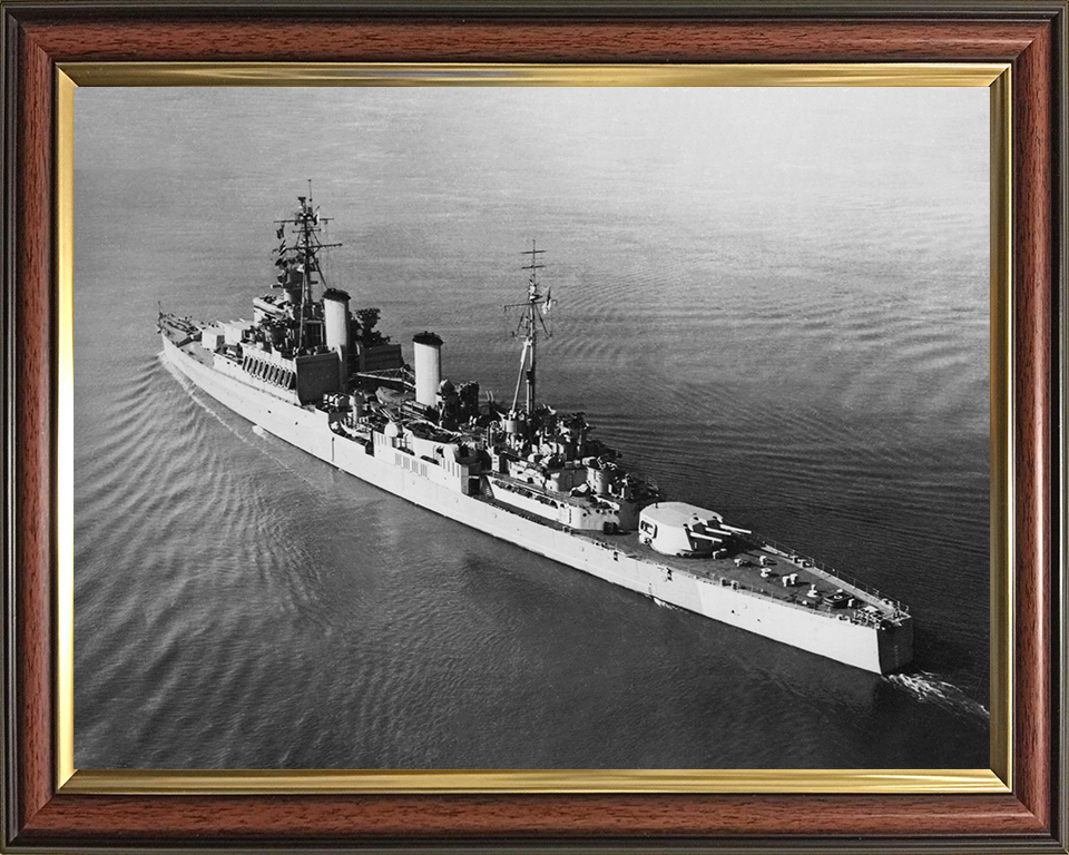 HMS Uganda (66) Photo Print - At Sea 1944 - Royal Navy Fiji Class Light Cruiser Posters, Prints, & Visual Artwork Hampshire Prints 10 x 8 Classic Frame No