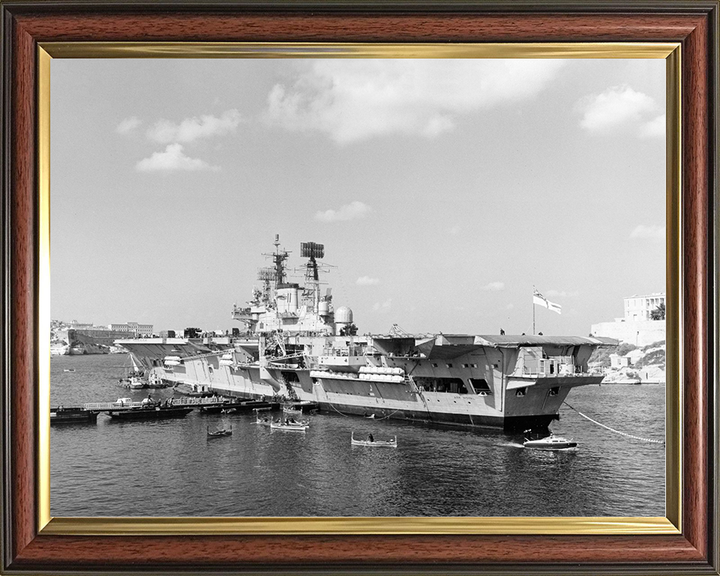 HMS Ark Royal (R09) Royal Navy Audacious Class Aircraft Carrier Alongside Photo Print Wall Art Decor Posters, Prints, & Visual Artwork Hampshire Prints 10 x 8 Classic Frame No