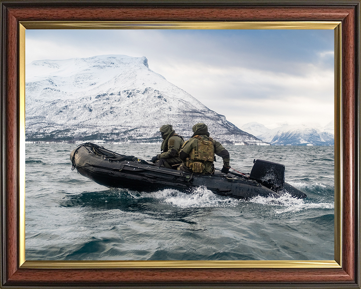 Royal Marines on a rigid inflatable boat Photo Print - 30 Commando Hampshire Prints 10 x 8 Classic Frame No