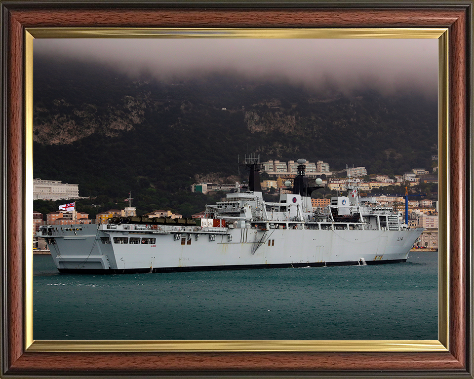 HMS Albion (L14) Royal Navy Albion Class Amphibious Ship Entering Harbour Photo Print Wall Art Naval Decor Posters, Prints, & Visual Artwork Hampshire Prints 10 x 8 Classic Frame No