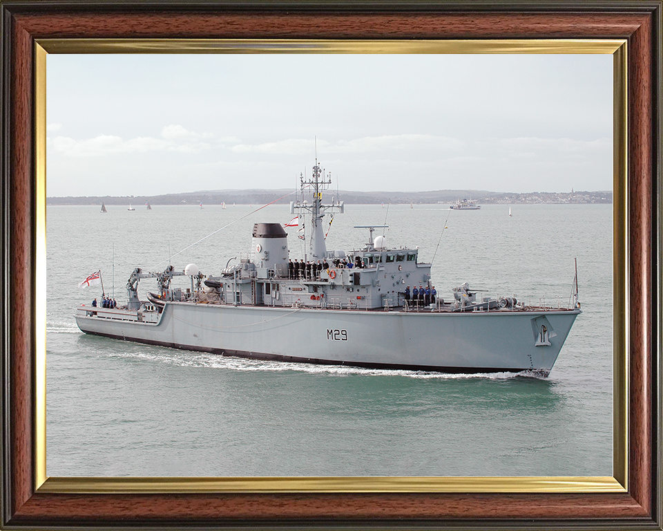 HMS Brecon (M29) Royal Navy Hunt Class Mine Warfare Vessel Portsmouth Photo Print Wall Art Decor Posters, Prints, & Visual Artwork Hampshire Prints 10 x 8 Classic Frame No