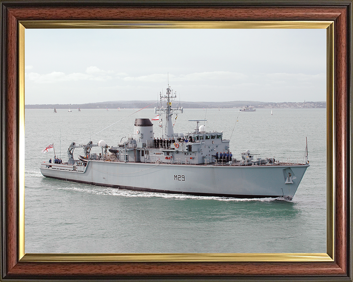 HMS Brecon (M29) Royal Navy Hunt Class Mine Warfare Vessel Portsmouth Photo Print Wall Art Decor Posters, Prints, & Visual Artwork Hampshire Prints 10 x 8 Classic Frame No