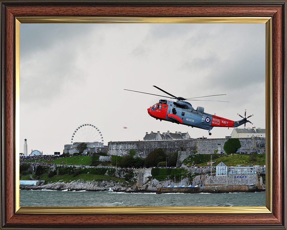 Sea King (SAR) Helicopter Over Plymouth Sound 2012 Photo Print - Royal Navy Aircraft Posters, Prints, & Visual Artwork Hampshire Prints 10 x 8 Classic Frame No