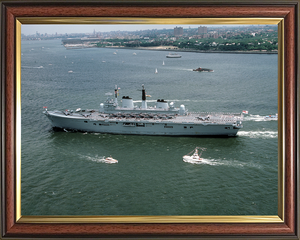 HMS Ark Royal (R07) Photo Print - New York 1986 - Royal Navy Invincible Class Aircraft Carrier Hampshire Prints 10 x 8 Classic Frame No