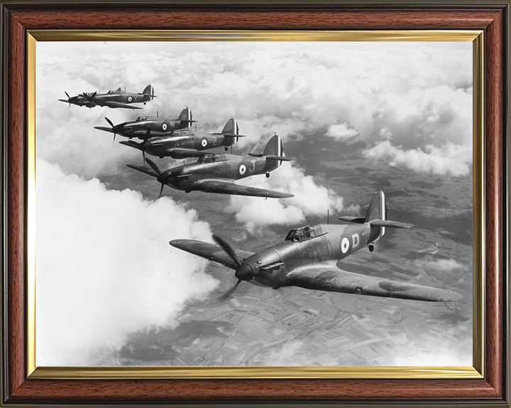 RAF Hurricane Mark Is in Formation Photo Print - Royal Air Force Aircraft Hampshire Prints 10 x 8 Classic Frame No