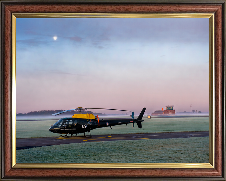 RAF Squirrel training Helicopter at sunrise Photo Print - Royal Air Force Aircraft Hampshire Prints 10 x 8 Classic Frame No