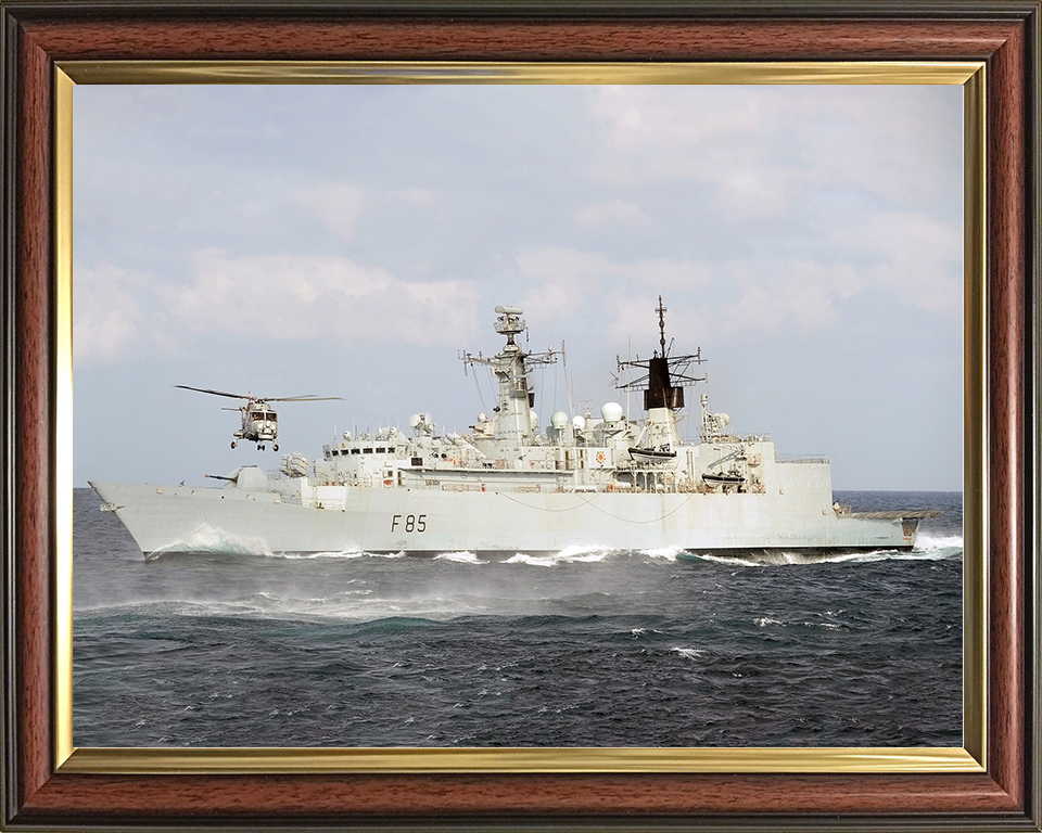 HMS Cumberland (F85) Royal Navy Type 22 Frigate With Lynx Helicopter Photo Print Wall Art Decor Posters, Prints, & Visual Artwork Hampshire Prints 10 x 8 Classic Frame No