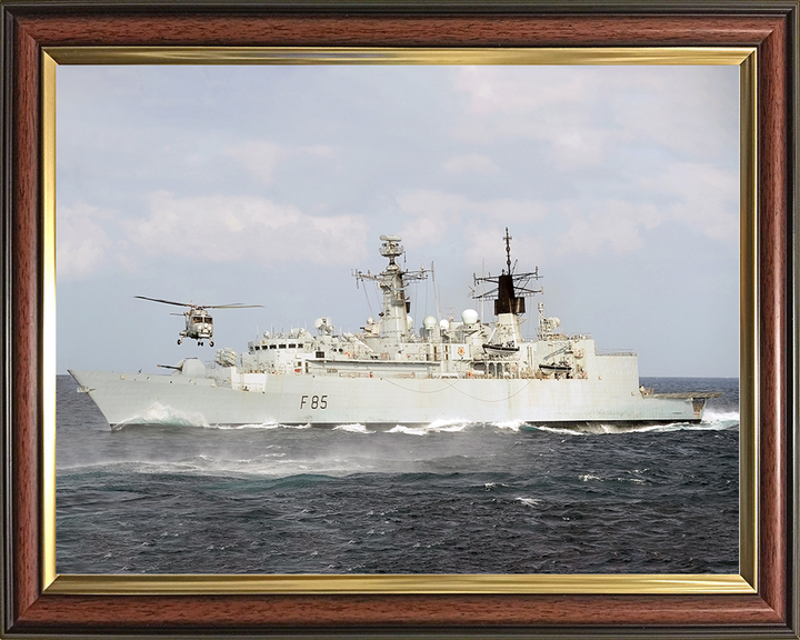 HMS Cumberland (F85) Royal Navy Type 22 Frigate With Lynx Helicopter Photo Print Wall Art Decor Posters, Prints, & Visual Artwork Hampshire Prints 10 x 8 Classic Frame No