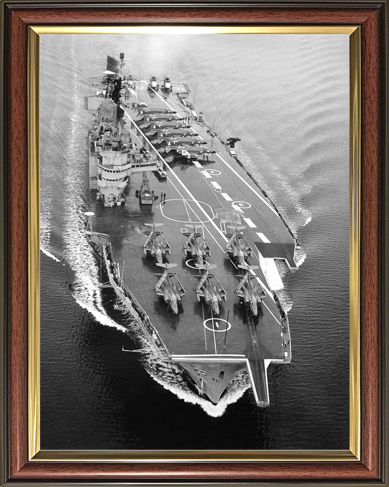 HMS Ark Royal (R09) Royal Navy Audacious Class Aircraft Carrier From the Air Photo Print Wall Art Decor Posters, Prints, & Visual Artwork Hampshire Prints 10 x 8 Classic Frame No