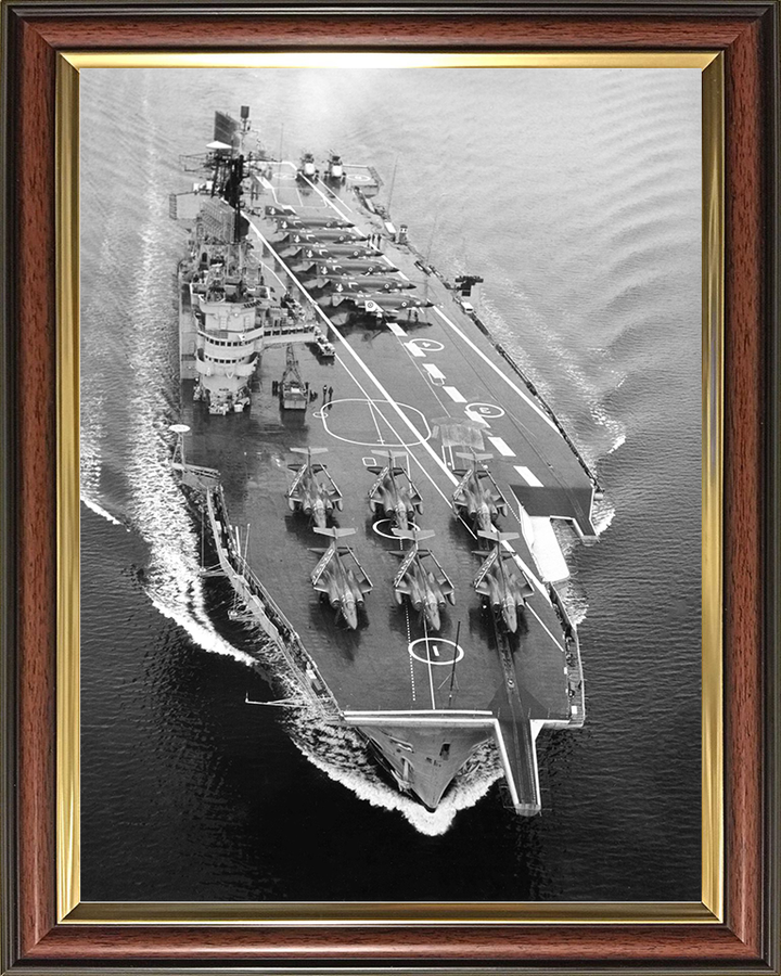 HMS Ark Royal (R09) Royal Navy Audacious Class Aircraft Carrier From the Air Photo Print Wall Art Decor Posters, Prints, & Visual Artwork Hampshire Prints 10 x 8 Classic Frame No