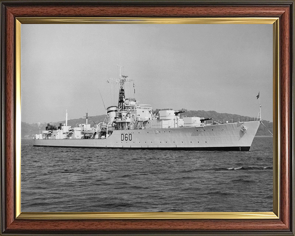 HMS Sluys (D60) Photo Print - At a Buoy 1949 - Royal Navy Battle Class Destroyer Posters, Prints, & Visual Artwork Hampshire Prints 10 x 8 Classic Frame No