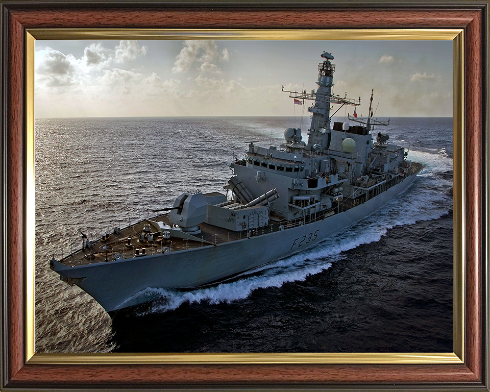 HMS Monmouth (F235) Photo Print - Port Bow View 2011 - Royal Navy Type 23 Frigate Hampshire Prints 10 x 8 Classic Frame No
