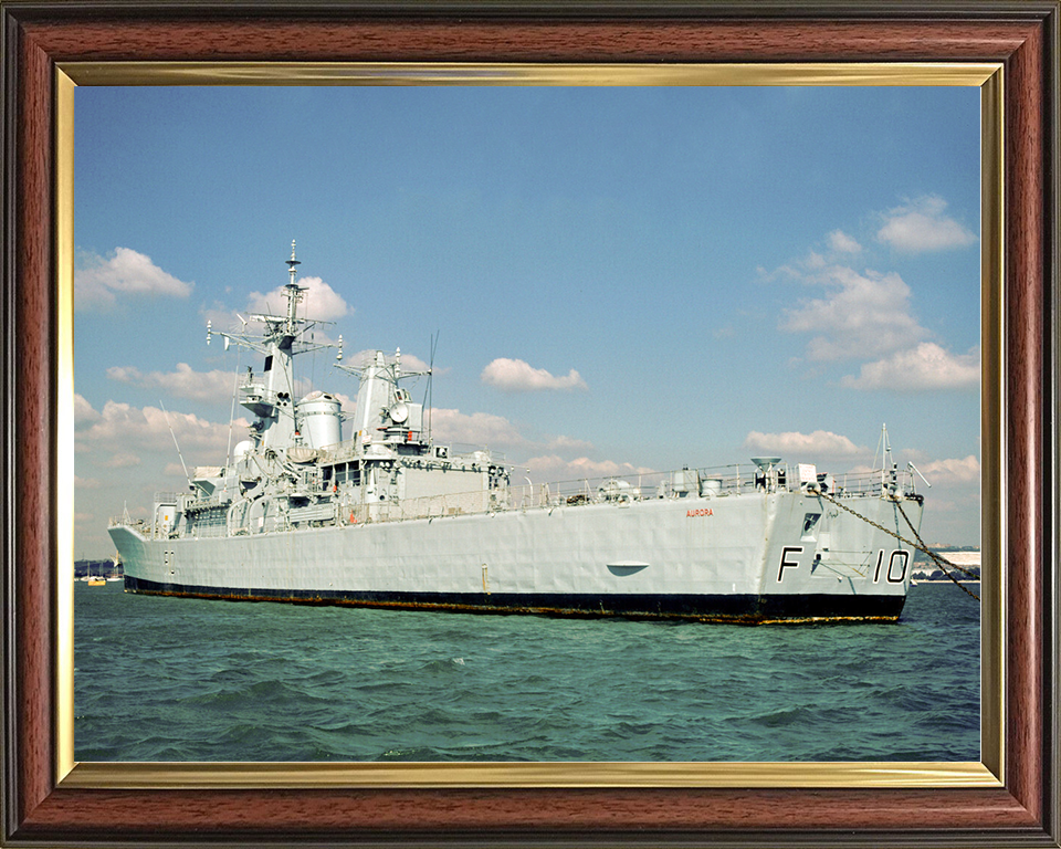 HMS Aurora (F10) Royal Navy Leander Class Frigate At A Buoy Photo Print Wall Art Decor Posters, Prints, & Visual Artwork Hampshire Prints 10 x 8 Classic Frame No