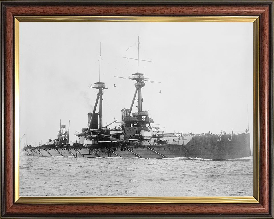 HMS Bellerophon (1907) Royal Navy Bellerophon Class Dreadnought Starboard View Photo Print Wall Art Decor Posters, Prints, & Visual Artwork Hampshire Prints 10 x 8 Classic Frame No