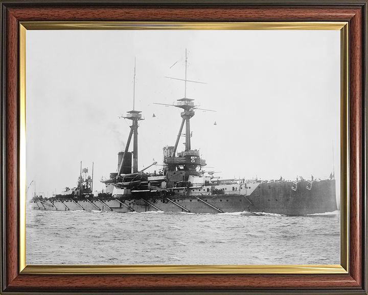 HMS Bellerophon (1907) Royal Navy Bellerophon Class Dreadnought Starboard View Photo Print Wall Art Decor Posters, Prints, & Visual Artwork Hampshire Prints 10 x 8 Classic Frame No