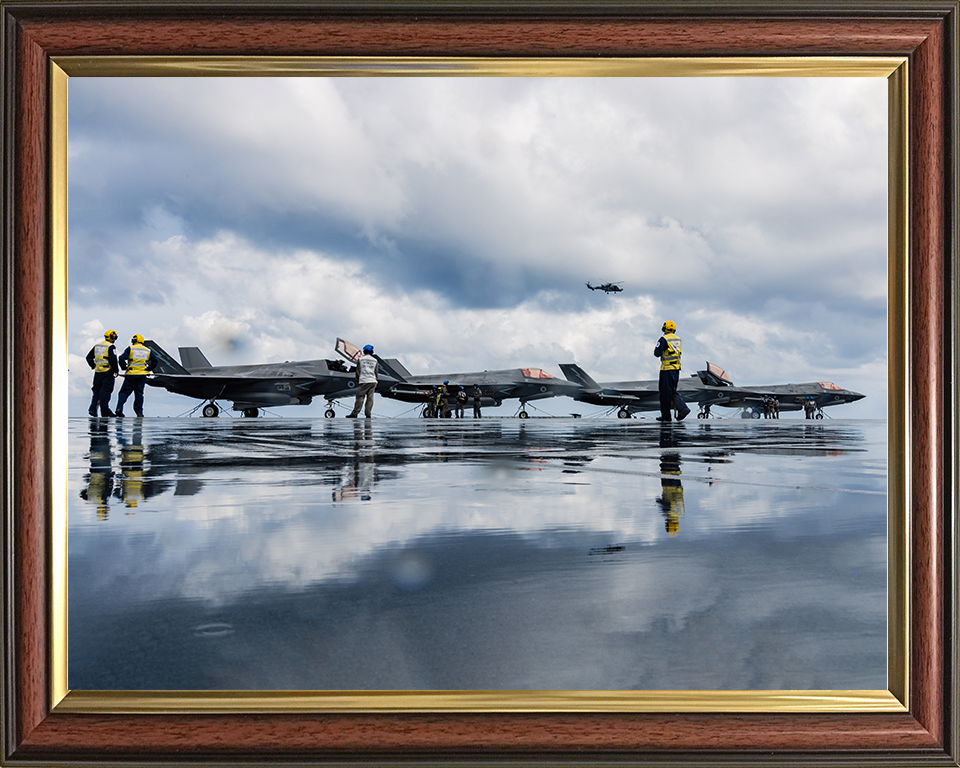 F-35 Lightening Jet Flight Deck reflections 2025 Photo Print - Royal Navy Aircraft Hampshire Prints 10 x 8 Classic Frame No