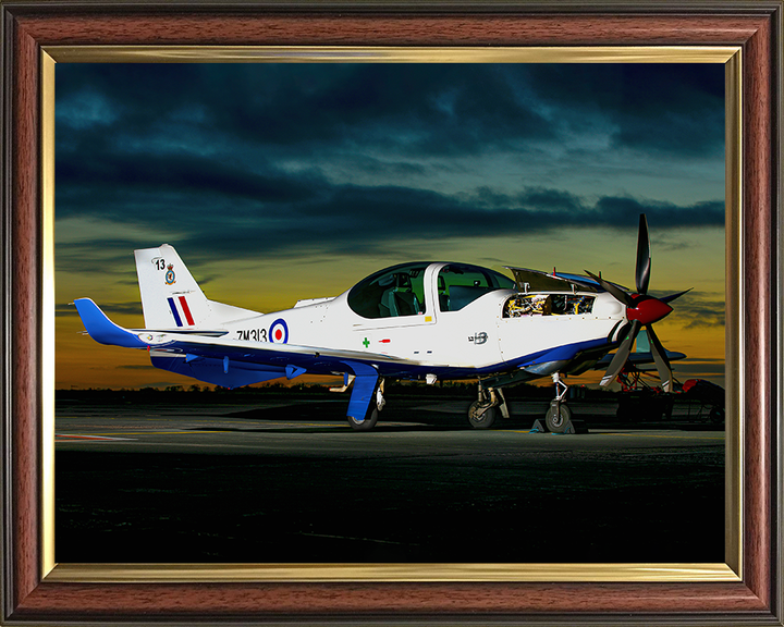 RAF Grob Prefect at sunset Photo Print - Royal Air Force Aircraft Hampshire Prints 10 x 8 Classic Frame No