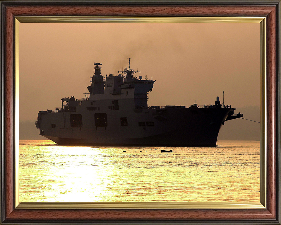 HMS Ocean (L12) Photo Print - at Sunset 2001 - Royal Navy Landing Platform Helicopter