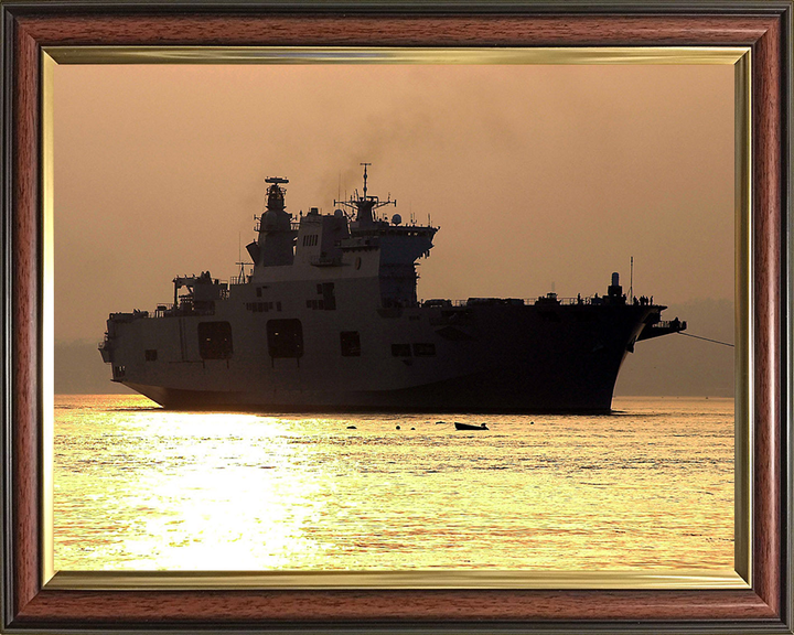 HMS Ocean (L12) Photo Print - at Sunset 2001 - Royal Navy Landing Platform Helicopter