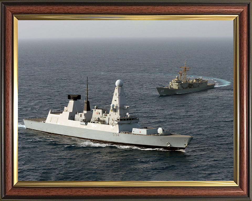 HMS Diamond (D34) Photo Print - HMAS Melbourne - Royal Navy Type 45 Destroyer Hampshire Prints 10 x 8 Classic Frame No