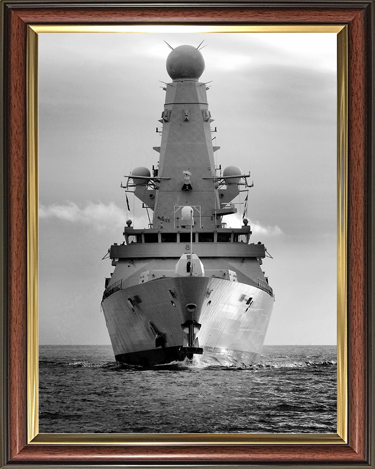 HMS Dauntless (D33) Royal Navy Type 45 Destroyer Bow View Black and White Photo Print Wall Art Decor Posters, Prints, & Visual Artwork Hampshire Prints 10 x 8 Classic Frame No