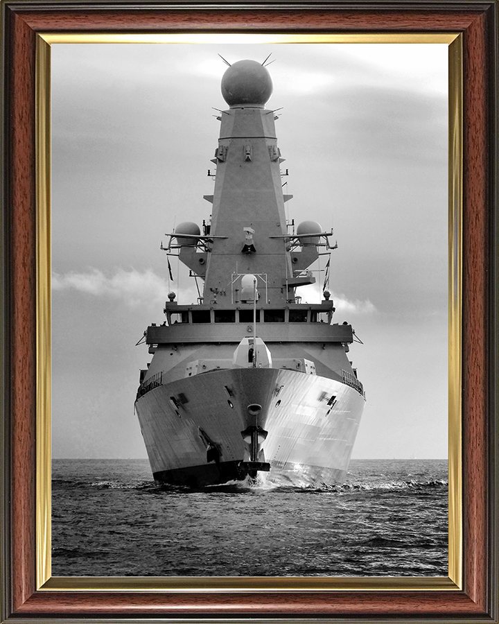 HMS Dauntless (D33) Royal Navy Type 45 Destroyer Bow View Black and White Photo Print Wall Art Decor Posters, Prints, & Visual Artwork Hampshire Prints 10 x 8 Classic Frame No