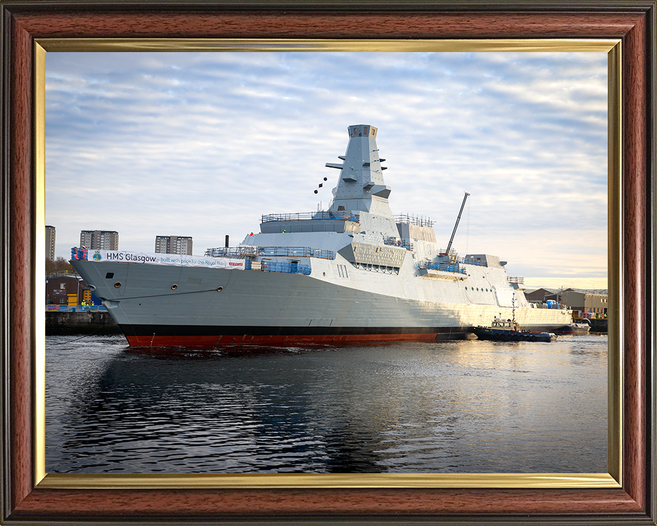 HMS Glasgow (F88) Photo Print - Scotstoun Shipyard 2022 - Royal Navy Type 26 Frigate Posters, Prints, & Visual Artwork Hampshire Prints 10 x 8 Classic Frame No