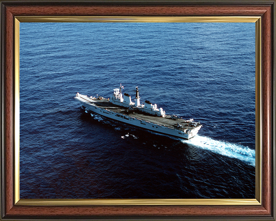 HMS Invincible (R05) Photo Print - At Sea 1990 - Royal Navy Invincible Class Aircraft Carrier Hampshire Prints 10 x 8 Classic Frame No