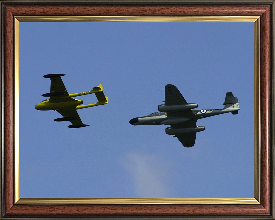 RAF de Havilland DH112 Venom and Gloster Meteor Photo Print - Royal Air Force Aircraft Hampshire Prints 10 x 8 Classic Frame No