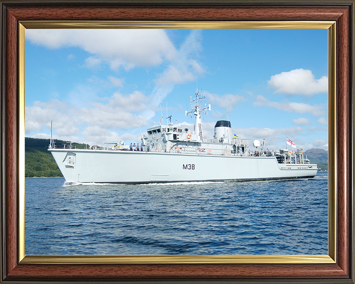 HMS Atherstone (M38) Royal Navy Hunt Class Mine Warfare Vessel Low Port Side View Photo Print Wall Art Decor Posters, Prints, & Visual Artwork Hampshire Prints 10 x 8 Classic Frame No