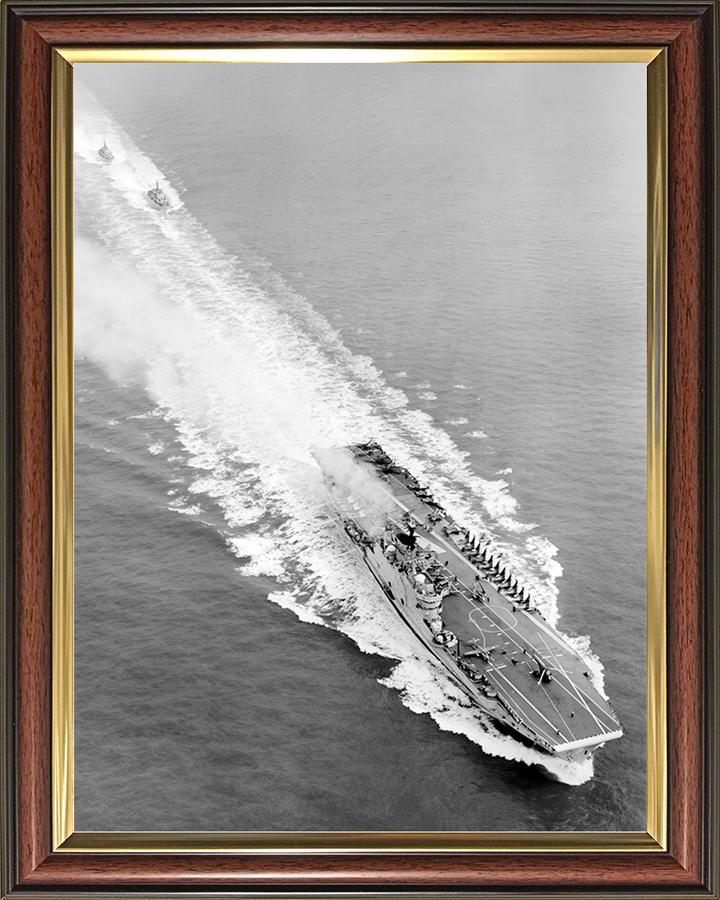 HMS Eagle (R05) Royal Navy Audacious Class Aircraft Carrier From Above Photo Print Wall Art Decor Posters, Prints, & Visual Artwork Hampshire Prints 10 x 8 Classic Frame No
