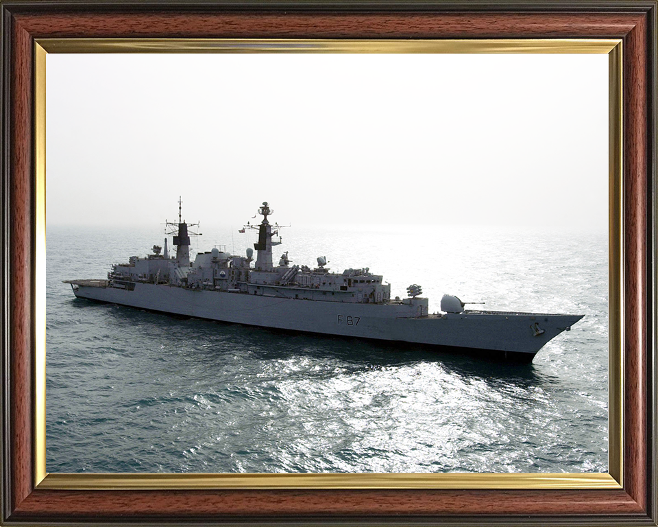 HMS Chatham (F87) Royal Navy Type 22 Frigate At Sunset Photo Print Wall Art Decor Posters, Prints, & Visual Artwork Hampshire Prints 10 x 8 Classic Frame No