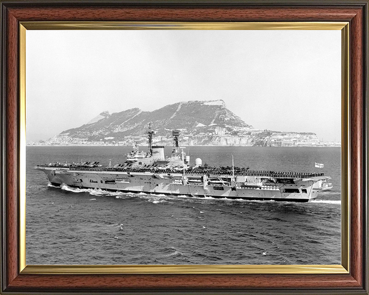 HMS Ark Royal (R09) Royal Navy Audacious Class Aircraft Carrier Off Gibraltar Photo Print Wall Art Decor Posters, Prints, & Visual Artwork Hampshire Prints 10 x 8 Classic Frame No