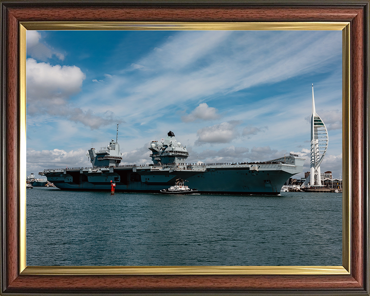 HMS Prince of Wales (R09) Photo Print - Leaving portsmouth 2025 - Royal Navy Queen Elizabeth Class Aircraft Carrier Hampshire Prints 10 x 8 Classic Frame No