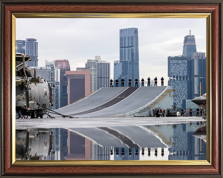 HMS Prince of Wales (R09) Photo Print - Singapore 2025 - Royal Navy Queen Elizabeth Class Aircraft Carrier Hampshire Prints 10 x 8 Classic Frame No