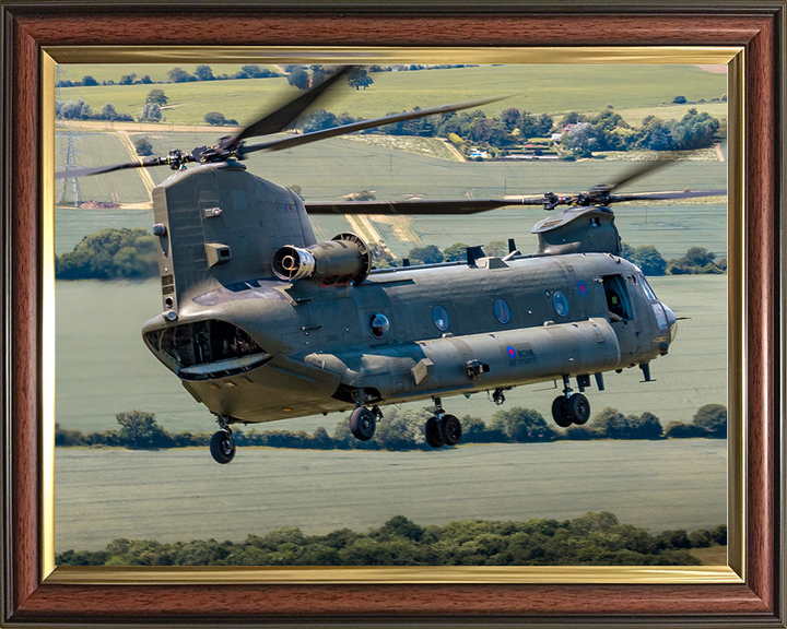 RAF Chinook Helicopter Closeup Photo Print - Royal Air Force Aircraft Hampshire Prints 10 x 8 Classic Frame No