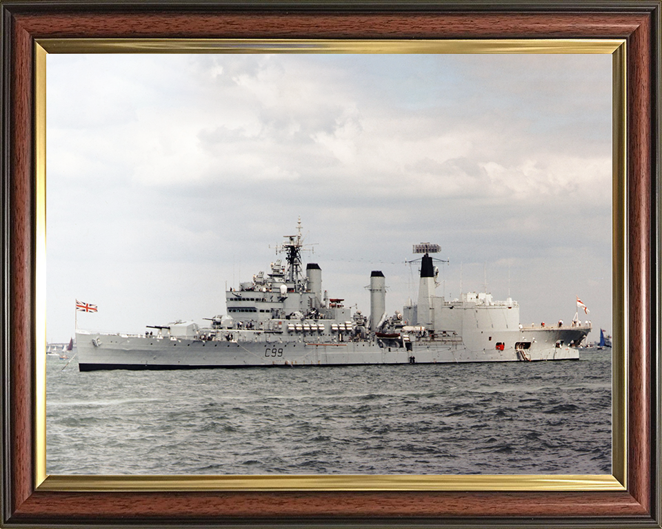 HMS Blake (C99) Royal Navy Tiger Class Light Cruiser At Anchor Photo Print Wall Art Decor Posters, Prints, & Visual Artwork Hampshire Prints 10 x 8 Classic Frame No