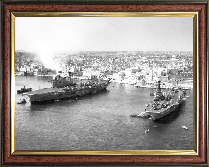 HMS Centaur (R06) and HMS Eagle (R05) Photo Print - Malta - Royal Navy Aircraft Carriers Hampshire Prints 10 x 8 Classic Frame No
