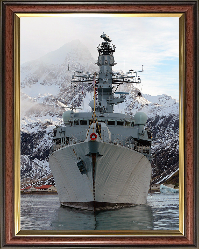 HMS Argyll (F231) Royal Navy Type 23 Frigate South Georgia 2013 Wall Art Photo Print Decor Posters, Prints, & Visual Artwork Hampshire Prints 10 x 8 Classic Frame No